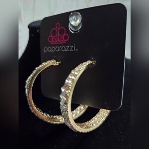 paparazzi Gold Crystal-Studded Hoop Earrings